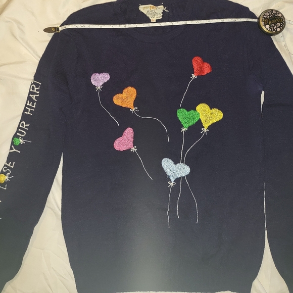 Vintage 60s Cyn Les Shirlee Designs Sweater Large Hearts Ballons Kitsch - Picture 4 of 6